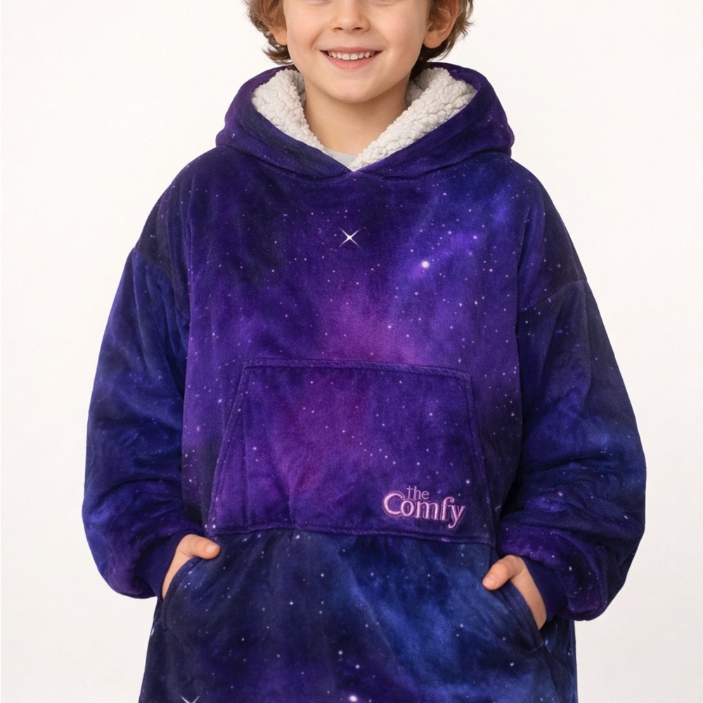 The Comfy Galaxy Hooded Wearable Blanket - Purple/Blue
